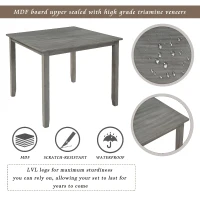 Vinsetto 5-Piece Dining Table Set, Industrial Wooden Kitchen Table and 4 Chairs with Cushioned Seats, 35"x35"x30", Gray(m-7)