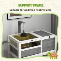 PawHut Wooden Tortoise House with Storage Shelf, Light Support Frame & Pull-Out Tray, Secure Habitat for Tortoises(m-4)