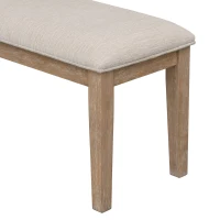 6-Piece Dining Set, Includes Dining Table, 4 Upholstered Chairs & Bench, Rubber Wood Legs, MDF Tabletop, 60''L x 36''W x 30''H, Natural Wood Wash(m-11)