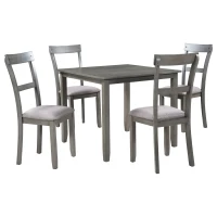 Vinsetto 5-Piece Dining Table Set, Industrial Wooden Kitchen Table and 4 Chairs with Cushioned Seats, 35"x35"x30", Gray(m-2)