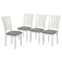 Vinsetto 7-Piece Dining Table Set with Upholstered Chairs, Ergonomic Design, Rubber Wood and MDF Construction, 60"L x 36"W x 30.5"H, White+gray(m-10)