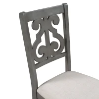 5-Piece Round Dining Table and Chair Set with Special-Shaped Legs, Hollow Chair Back, and Cushioned Seats, 42"Lx42"Wx30"H, Gray(m-9)