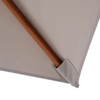 Outsunny 6.6 x 5ft Fir Wooden Patio Umbrella Market Parasol Tilt Mechanism 6 Ribs Garden Sunshade, Grey(m-9)