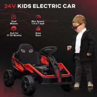 Qaba 24V Kids Electric Car Battery Powered Kids Ride on Car with Remote Control, Spring Suspension, Music, Red(m-4)