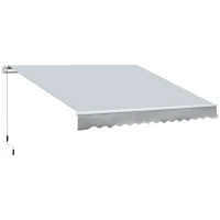 Outsunny 12' x 8' Retractable Awning Patio Awnings Sun Shade Shelter with Manual Crank Handle, UV & Water-Resistant Fabric and Aluminum Frame for Deck Balcony Yard, Grey(m-2)