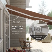 Outsunny 12' x 10' Retractable Awning Patio Awnings Sun Shade Shelter with Manual Crank Handle, 280g/m² UV & Water-Resistant Fabric and Aluminum Frame for Deck, Balcony, Yard, Coffee(m-4)