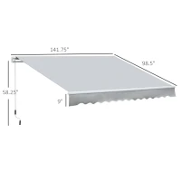 Outsunny 12' x 8' Retractable Awning Patio Awnings Sun Shade Shelter with Manual Crank Handle, 280g/m² UV & Water-Resistant Fabric and Aluminum Frame for Deck, Balcony, Yard, Light gray(m-3)