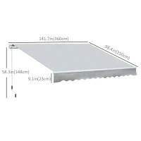 Outsunny 12' x 8' Retractable Awning Patio Awnings Sun Shade Shelter with Manual Crank Handle, UV & Water-Resistant Fabric and Aluminum Frame for Deck Balcony Yard, Grey(m-3)