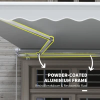 Outsunny 12' x 8' Retractable Awning Patio Awnings Sun Shade Shelter with Manual Crank Handle, UV & Water-Resistant Fabric and Aluminum Frame for Deck Balcony Yard, Grey(m-6)