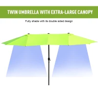 Outsunny 15ft Double-sided Patio Umbrella with Twin Canopy, Extra Large Outdoor Parasol with Crank for Pool, Deck, Market, Green(m-4)