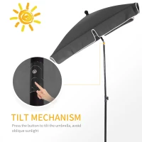 Outsunny 6.5x4ft Rectangle Patio Umbrella Aluminum Tilt Adjustable Garden Parasol Sun Shade Outdoor Canopy Grey(m-4)
