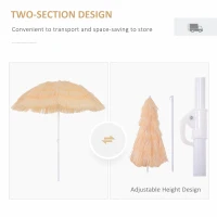 Outsunny 6FT Beach Umbrella Tilt Sunshade Height Adjustable Outdoor Market Patio Yard Crank Deck Sun Shade, Wheat(m-6)