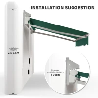 Outsunny 8'x7' Retractable Awning, Green - Sun Shade for Outdoor Patio, Easy Installation for Enhanced Comfort(m-6)
