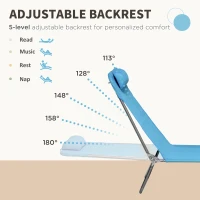 Outsunny 2 Piece Folding Chaise Lounge Chairs, Pool Sun Tanning Chairs with Reclining Back, Breathable Mesh Seat, Headrest for Beach, Yard, Patio, Blue(m-4)