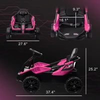 Qaba 24V Kids Electric Car Battery Powered Kids Ride on Car with Remote Control, Spring Suspension, Music, Pink(m-3)