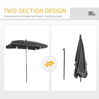 Outsunny 6.5x4ft Rectangle Patio Umbrella Aluminum Tilt Adjustable Garden Parasol Sun Shade Outdoor Canopy Grey(m-5)