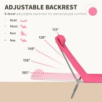 Outsunny 2 Piece Folding Chaise Lounge Chairs, Pool Sun Tanning Chairs with Reclining Back, Breathable Mesh Seat, Headrest for Beach, Yard, Patio, Pink(m-4)