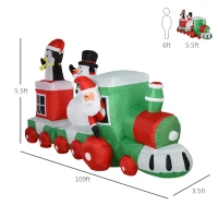 HOMCOM 11' Long Lighted Christmas Inflatable Train Santa Claus Indoor Outdoor(m-3)