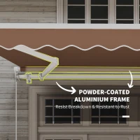 Outsunny 12' x 10' Retractable Awning Patio Awnings Sun Shade Shelter with Manual Crank Handle, 280g/m² UV & Water-Resistant Fabric and Aluminum Frame for Deck, Balcony, Yard, Coffee(m-6)