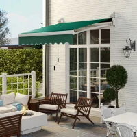 Outsunny 8'x7' Retractable Awning, Green - Sun Shade for Outdoor Patio, Easy Installation for Enhanced Comfort(m-1)