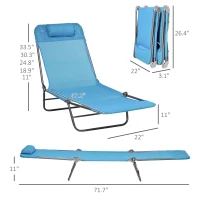 Outsunny 2 Piece Folding Chaise Lounge Chairs, Pool Sun Tanning Chairs with Reclining Back, Breathable Mesh Seat, Headrest for Beach, Yard, Patio, Blue(m-3)