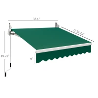 Outsunny 8'x7' Retractable Awning, Green - Sun Shade for Outdoor Patio, Easy Installation for Enhanced Comfort(m-2)