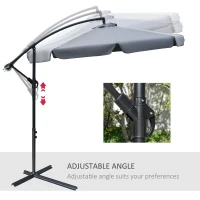 Outsunny 9FT Offset Hanging Patio Umbrella Cantilever Umbrella with Easy Tilt Adjustment, Cross Base and 8 Ribs for Backyard, Poolside, Lawn and Garden, Dark Grey(m-5)
