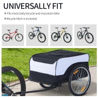 HOMCOM  Bike Cargo Trailer Bicycle Luggage Carrier Cart with Cover White Black(m-4)