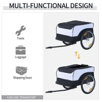 HOMCOM  Bike Cargo Trailer Bicycle Luggage Carrier Cart with Cover White Black(m-5)