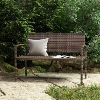 Outsunny Rattan Wicker Loveseat Garden Furniture Leisure Chair with Armrests Brown(m-9)