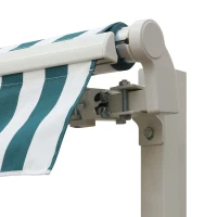 Outsunny 12' x 10' Retractable Awning Patio Awnings Sun Shade Shelter with Manual Crank Handle, 280g/m² UV & Water-Resistant Fabric and Aluminum Frame for Deck, Balcony, Yard, Green and White(m-8)