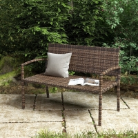 Outsunny Rattan Wicker Loveseat Garden Furniture Leisure Chair with Armrests Brown