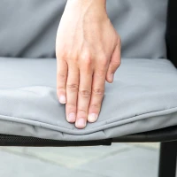 Outsunny 5 Piece Outdoor Square Garden Dining Set w/ Tempered Glass Dining Table 4 Cushioned Armchairs, Umbrella Hole, Grey(m-10)