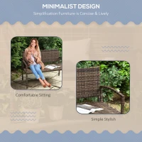 Outsunny Rattan Wicker Loveseat Garden Furniture Leisure Chair with Armrests Brown(m-4)