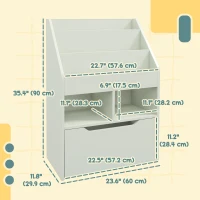 HOMCOM Kids Bookcase with Storage Drawer for Books, Reading Nook, for Classroom, Bedroom, Playroom, Green(m-3)