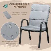 Outsunny 5 Piece Outdoor Square Garden Dining Set w/ Tempered Glass Dining Table 4 Cushioned Armchairs, Umbrella Hole, Grey(m-6)