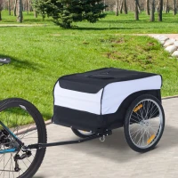 HOMCOM  Bike Cargo Trailer Bicycle Luggage Carrier Cart with Cover White Black(m-1)