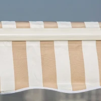 Outsunny 12' x 10' Retractable Awning Patio Awnings Sun Shade Shelter with Manual Crank Handle, 280g/m² UV & Water-Resistant Fabric and Aluminum Frame for Deck, Balcony, Yard, Beige and White(m-9)