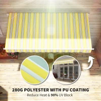 Outsunny 12' x 10' Retractable Awning Patio Sun Shade Shelter with Manual Crank Handle, UV & Water-Resistant Fabric and Aluminum Frame for Deck, Balcony, Yard, Yellow and Grey(m-5)