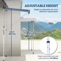 Outsunny 6.6'x5' Manual Retractable Patio Awning Window Door Sun Shade Deck Canopy Shelter Water Resistant UV Protector Blue(m-4)