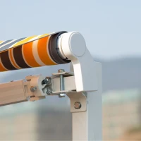 Outsunny 12' x 10' Retractable Awning Patio Sun Shade Shelter with Manual Crank Handle, UV & Water-Resistant Fabric and Aluminum Frame for Deck, Balcony, Yard, Yellow and Grey(m-9)