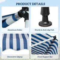 Outsunny 6.6'x5' Manual Retractable Patio Awning Window Door Sun Shade Deck Canopy Shelter Water Resistant UV Protector Blue(m-7)
