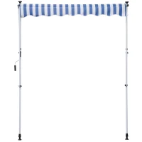 Outsunny 6.6'x5' Manual Retractable Patio Awning Window Door Sun Shade Deck Canopy Shelter Water Resistant UV Protector Blue(m-9)