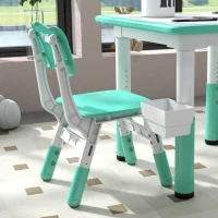 Qaba 3pc Height Adjustable Toddler Table and Chair Set with Storage, Easy to Wipe for Daycare Classroom, Green(m-9)