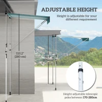 Outsunny 6.6'x5' Manual Retractable Patio Awning Window Door Sun Shade Deck Canopy Shelter Water Resistant UV Protector Green(m-4)