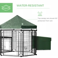 PawHut Steel Chicken Coop, Outdoor Hexagonal Hen House, Heavy Duty Detachable Poultry Crate Rabbit Hutch with Water-Resistant Canopy, Run, Nesting Box, Lockable Doors, Green(m-4)