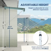 Outsunny 6.6'x5' Manual Retractable Patio Awning Window Door Sun Shade Deck Canopy Shelter Water Resistant UV Protector Green and White(m-4)