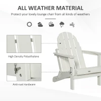 Outsunny Folding Adirondack Chair, HDPE Fire Pit Chair, Weather Resistant Outdoor Chair for Patio, Garden, Backyard, Lawn, White(m-6)