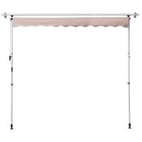 Outsunny 6.6'x5' Manual Retractable Patio Awning Window Door Sun Shade Deck Canopy Shelter Water Resistant UV Protector Beige(m-9)