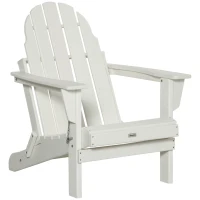 Outsunny Folding Adirondack Chair, HDPE Fire Pit Chair, Weather Resistant Outdoor Chair for Patio, Garden, Backyard, Lawn, White(m-1)